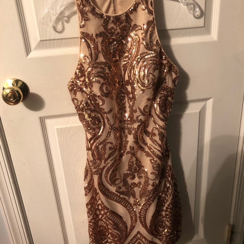 Nude/rose gold HOMECOMING DRESS